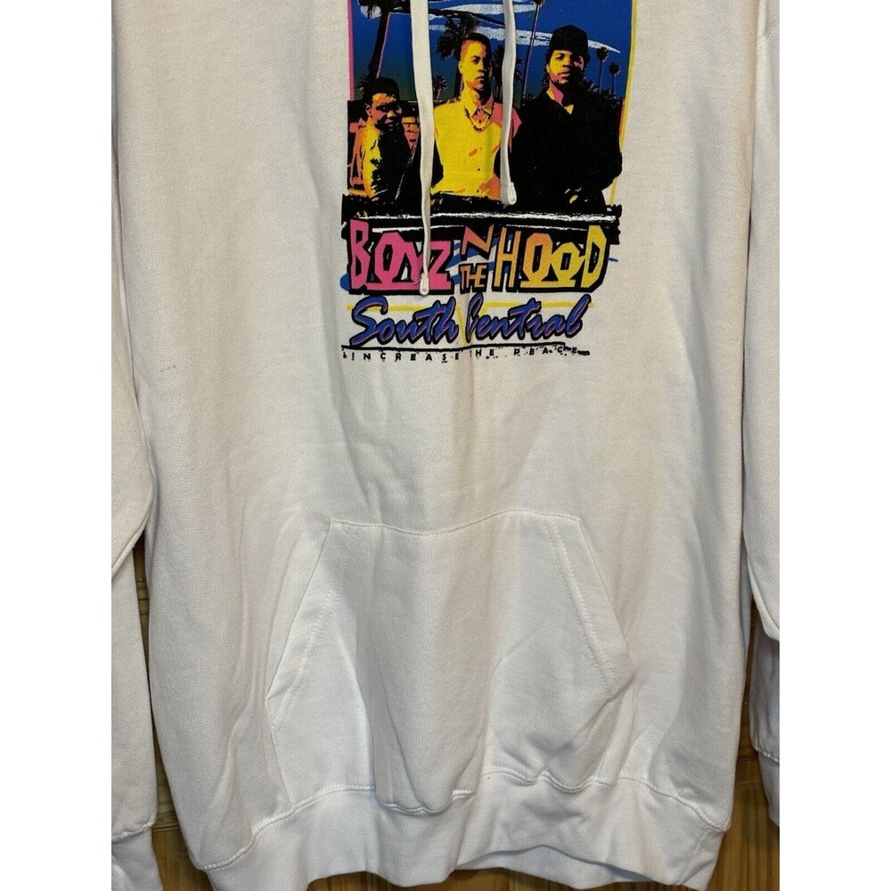 Boyz N The Hood Sweatshirt Men's Large White Retro Graphic 80s Style Fall Hoodie